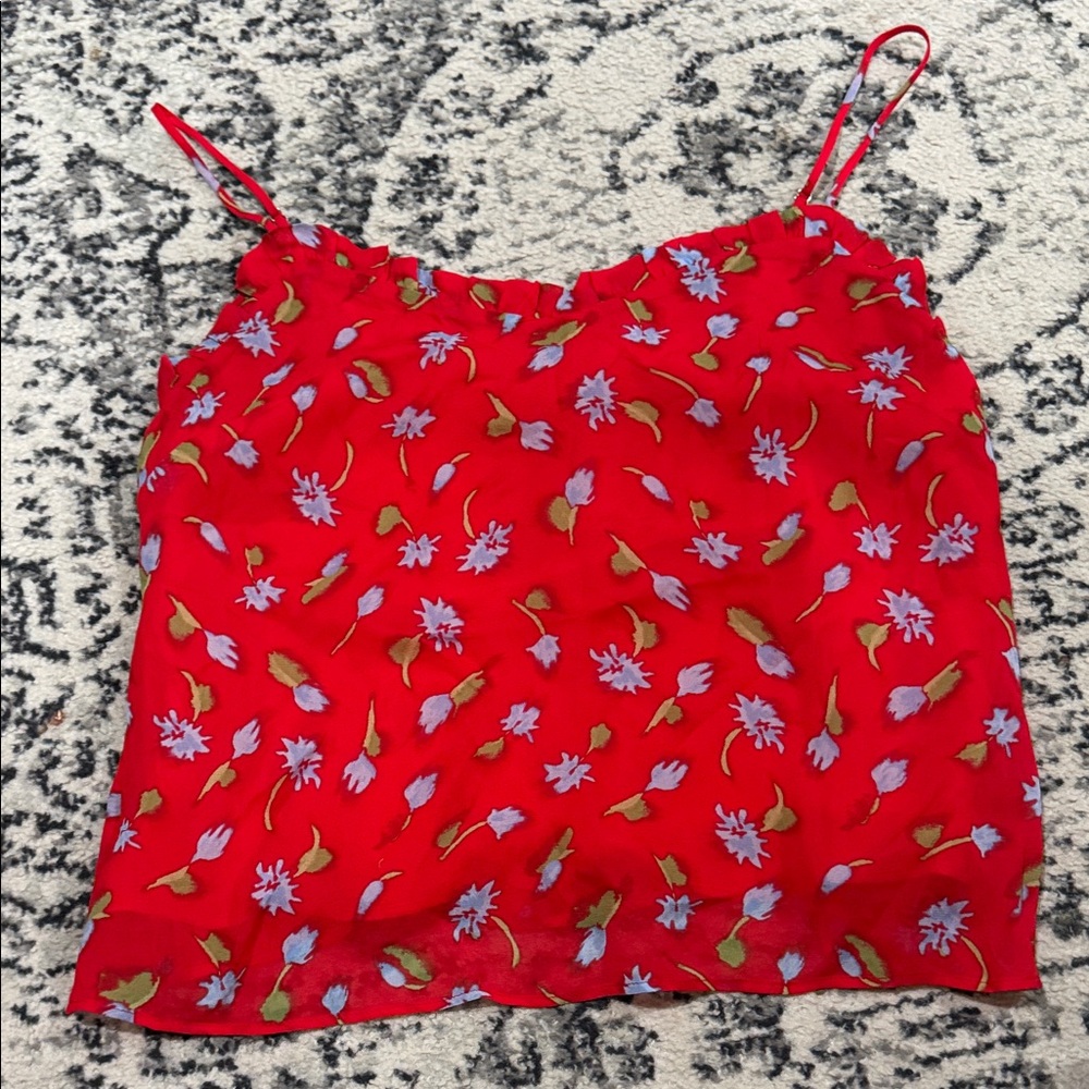 J. Crew Red Floral Camisole Top